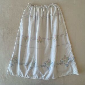 Vintage Personal Faux Cross Stitch Skirt Embroidery Cottage Prairie Midi